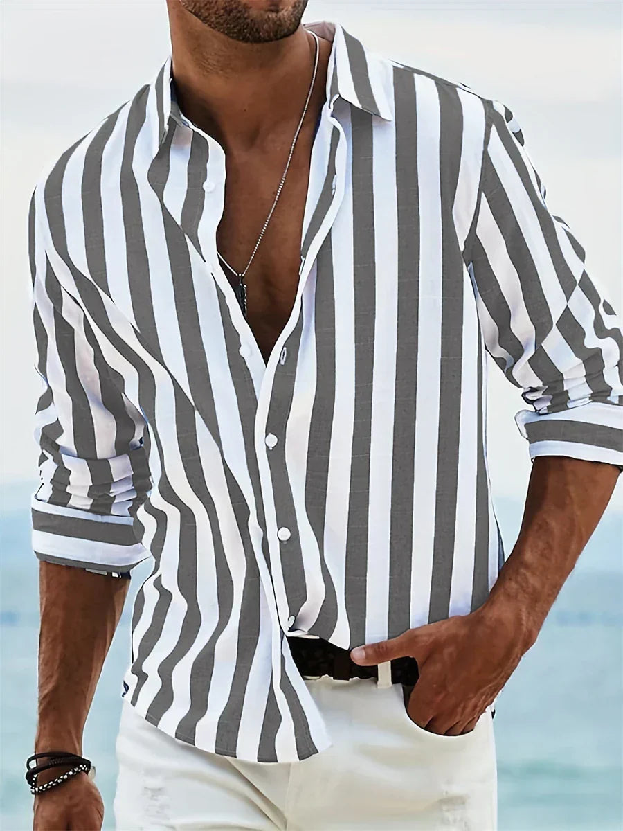 Zane | Striped Button-Up Shirt, Relaxed Fit