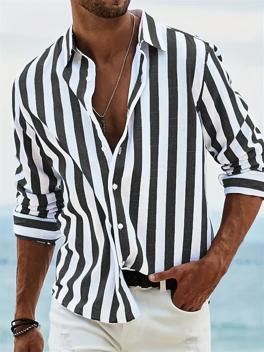 Zane | Striped Button-Up Shirt, Relaxed Fit