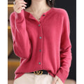 Alva | Merino Crewneck Button Cardigan