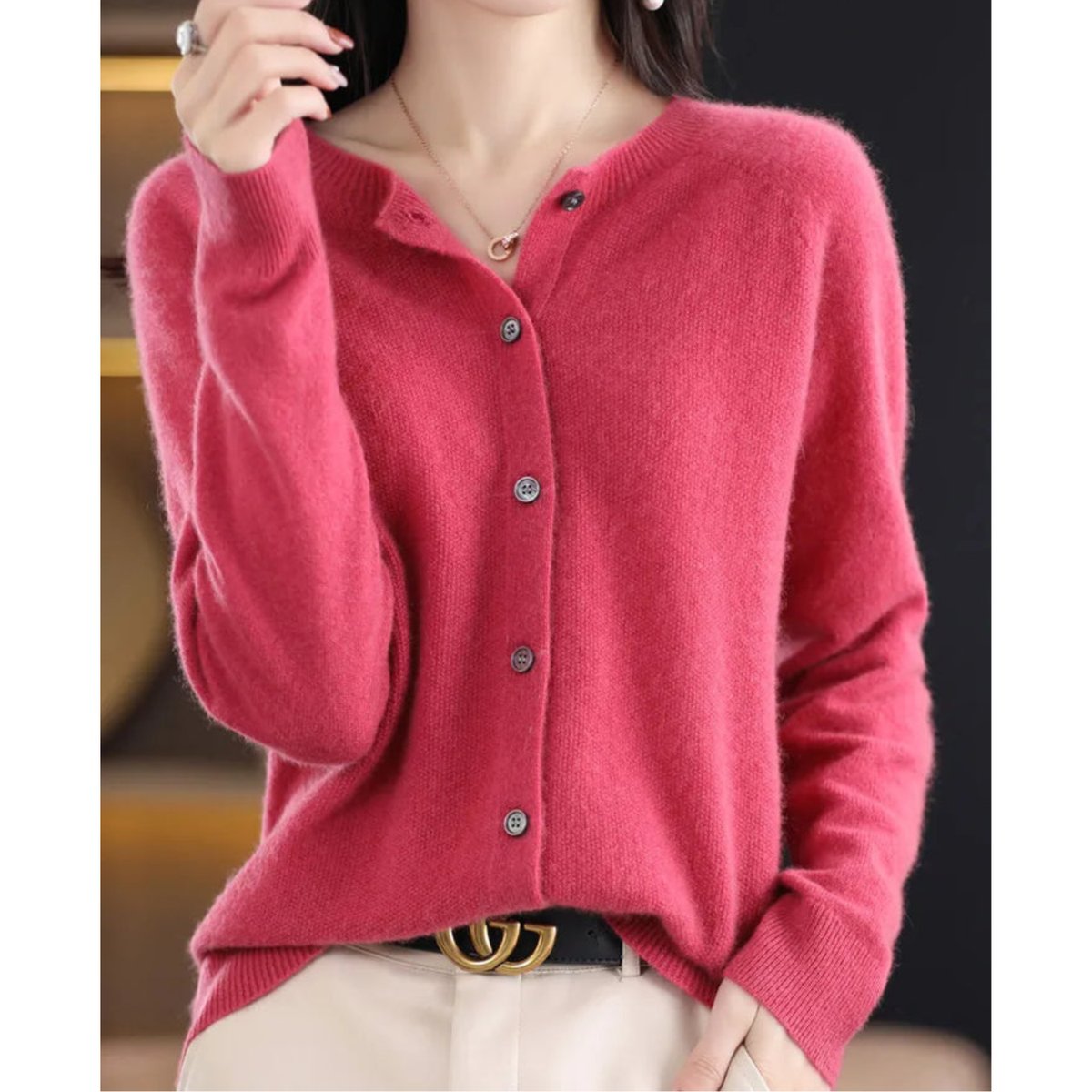 Alva | Merino Crewneck Button Cardigan