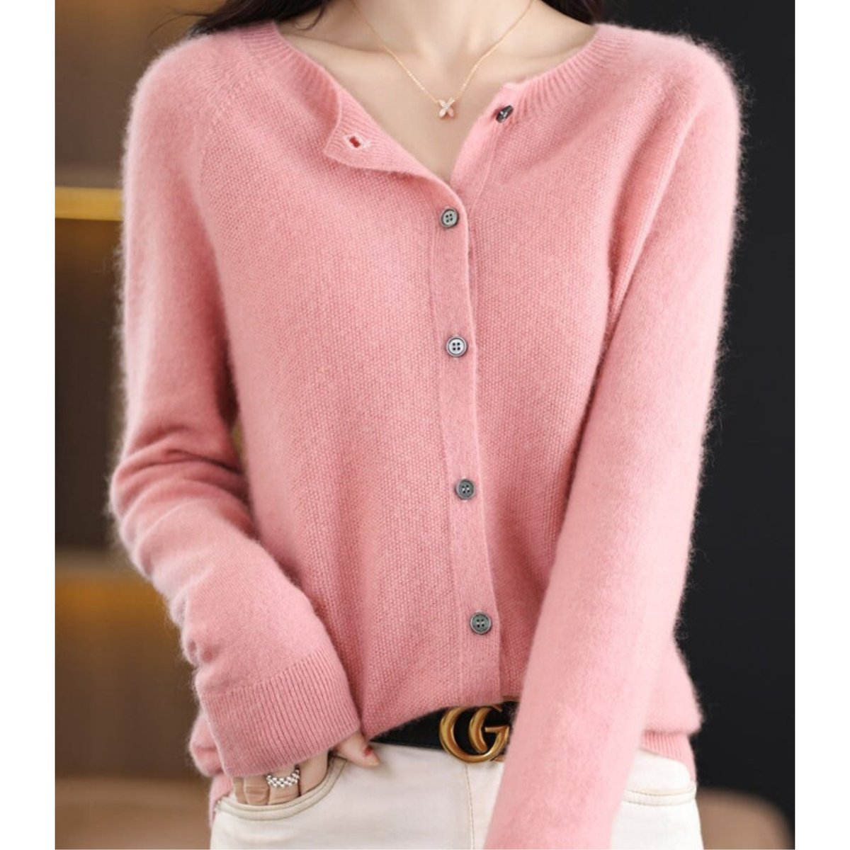 Alva | Merino Crewneck Button Cardigan