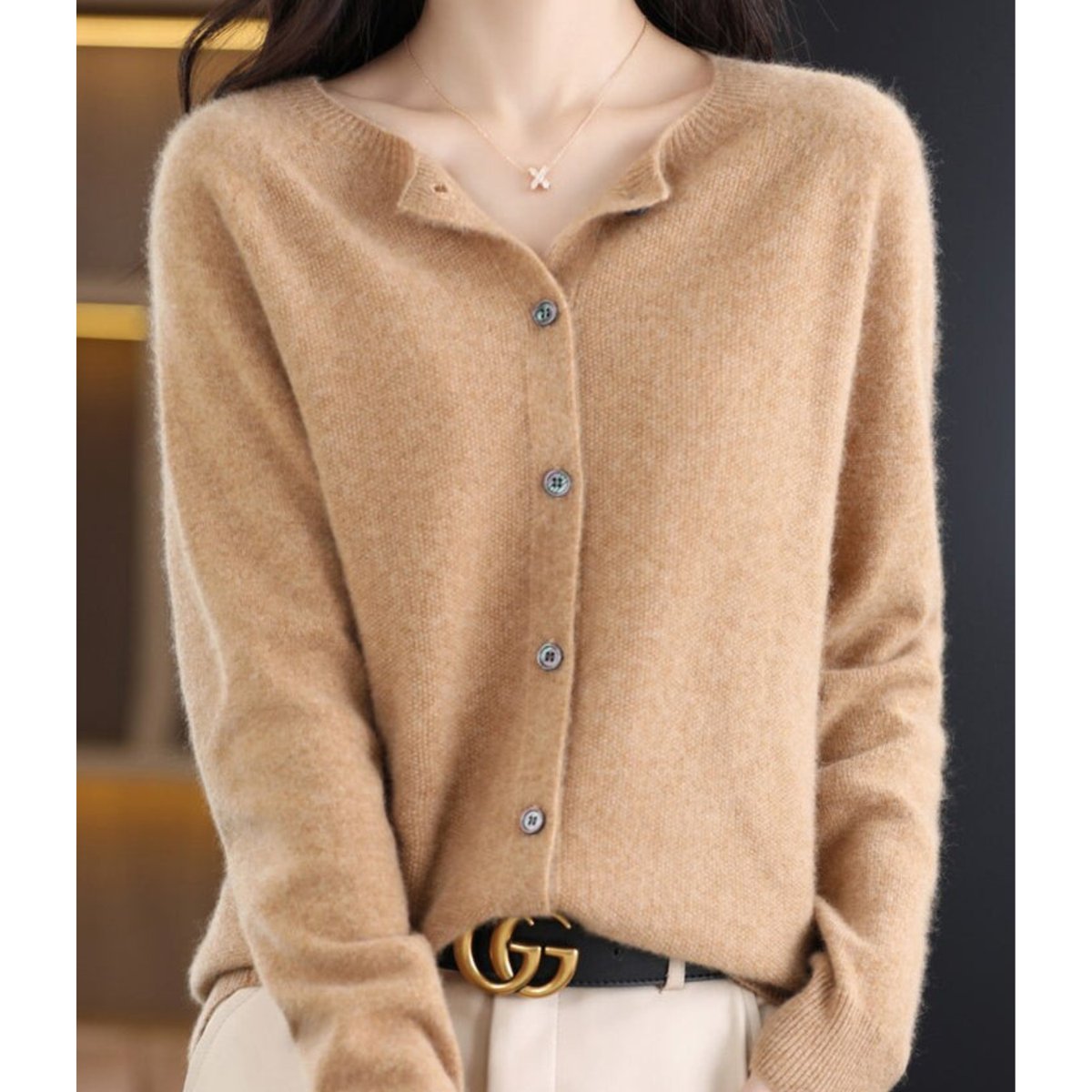 Alva | Merino Crewneck Button Cardigan