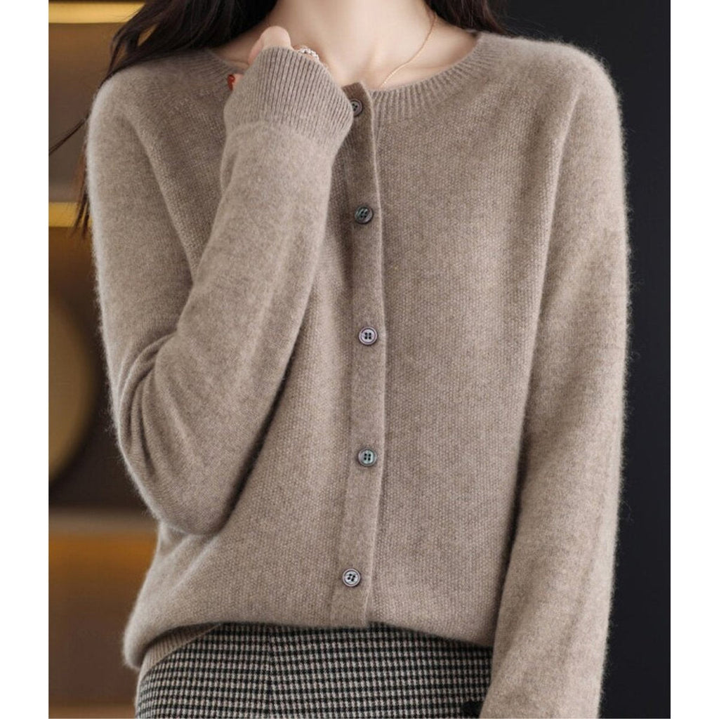 Alva | Merino Crewneck Button Cardigan