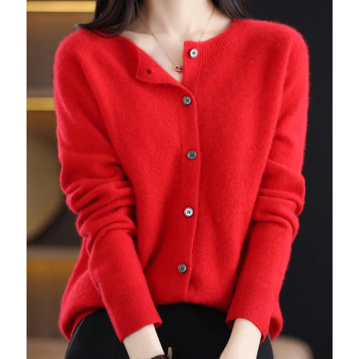 Alva | Merino Crewneck Button Cardigan