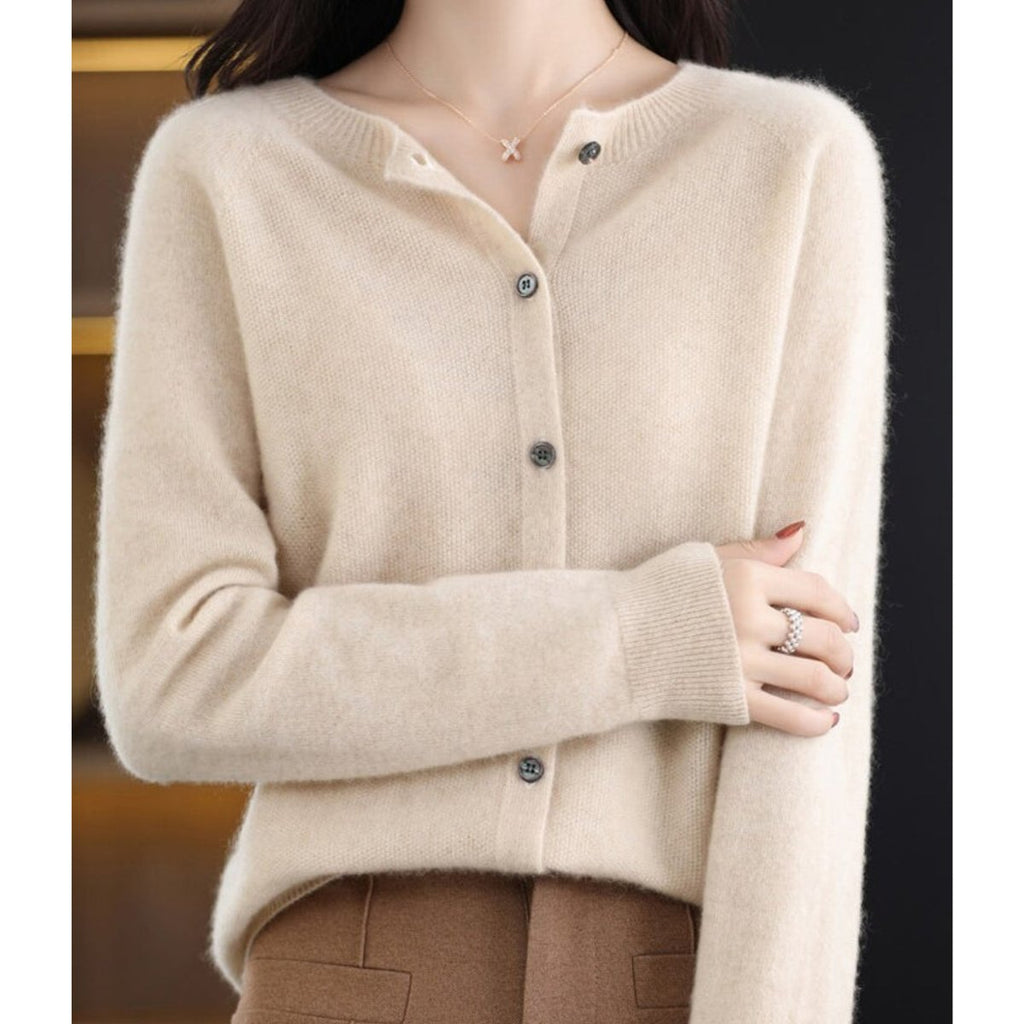 Alva | Merino Crewneck Button Cardigan