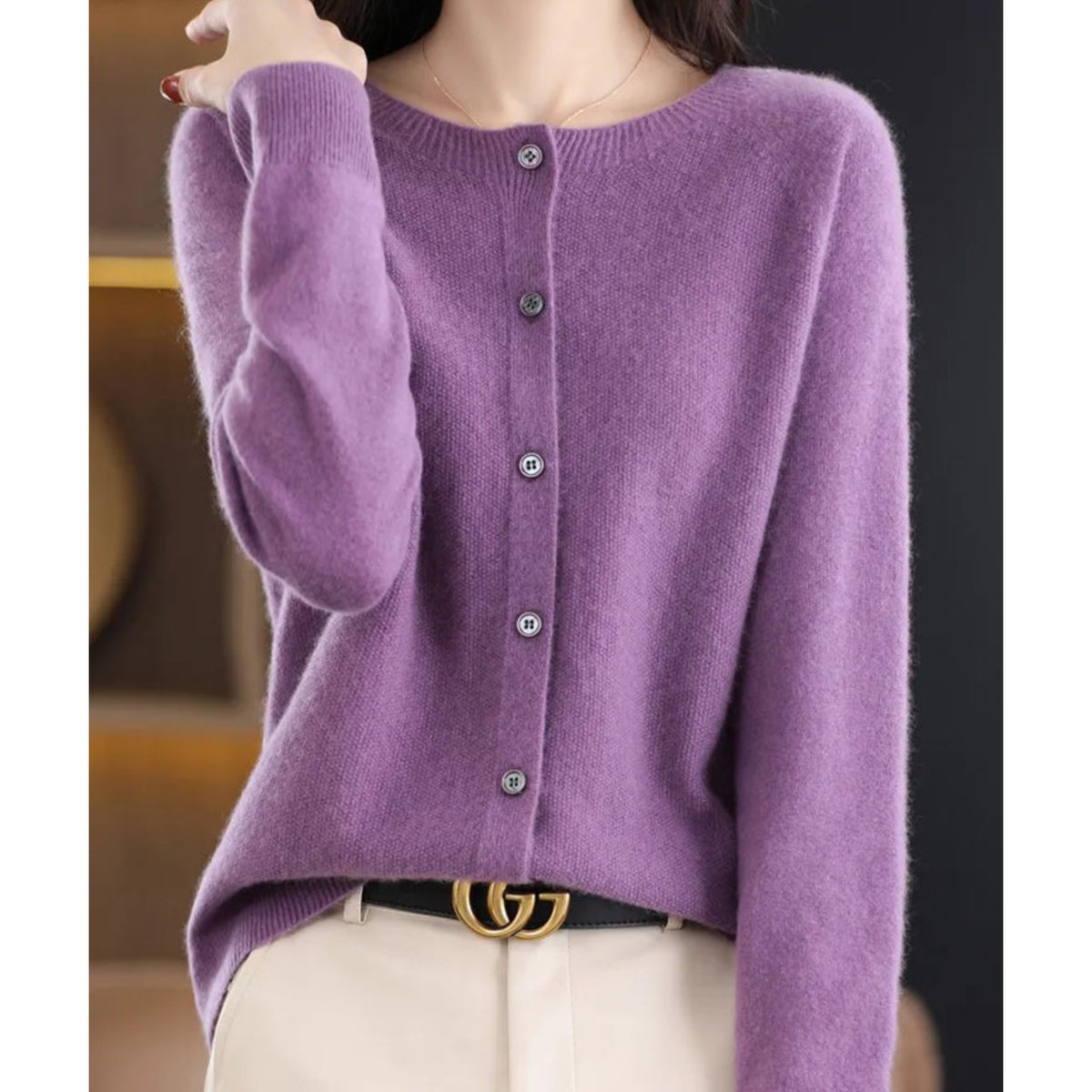 Alva | Merino Crewneck Button Cardigan