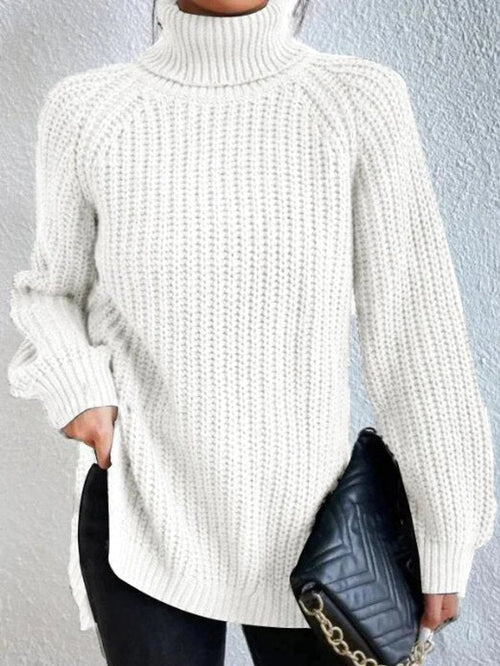 Amber | Oversized Turtleneck Sweater with Side Slits