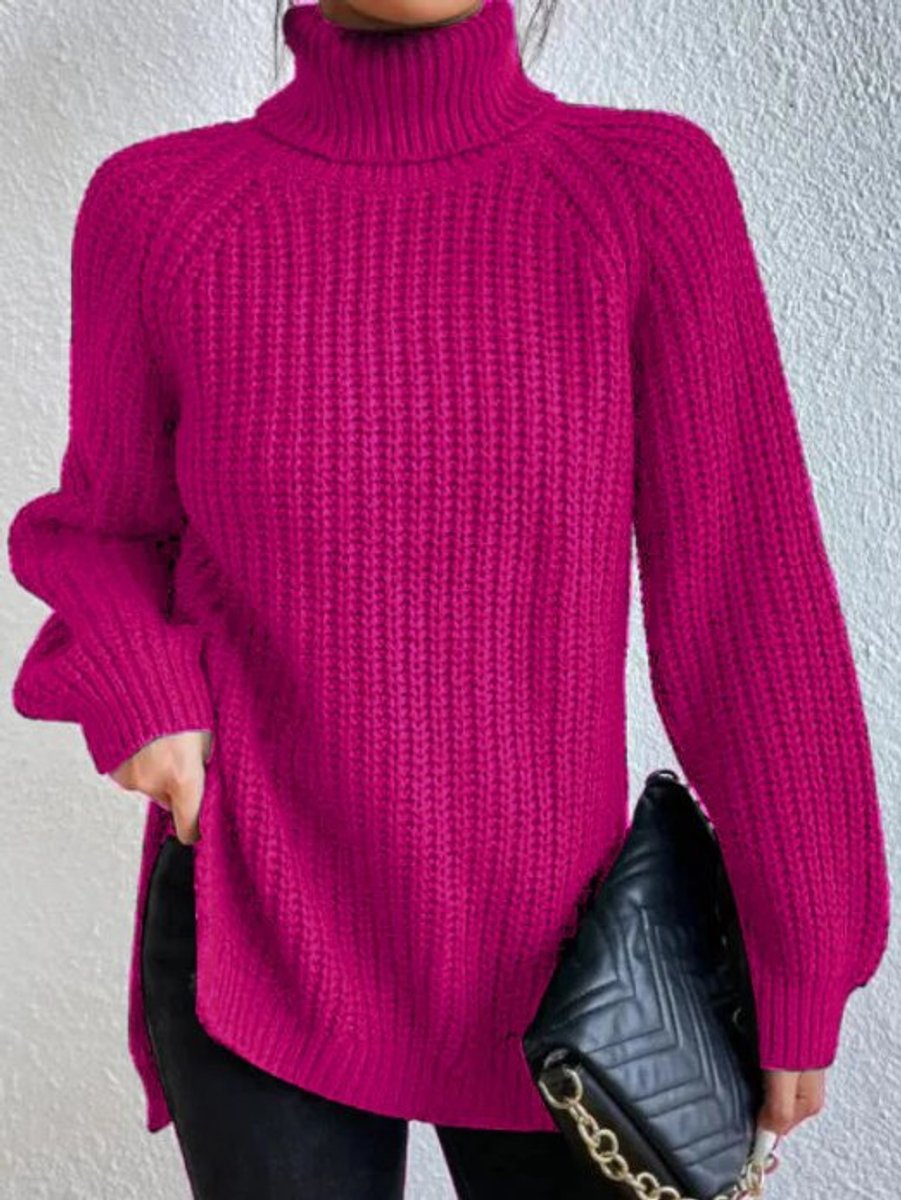 Amber | Oversized Turtleneck Sweater with Side Slits