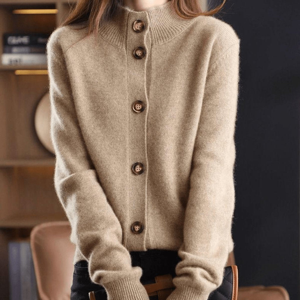 Lyla | Cashmere Blend Button Cardigan with Round Neck
