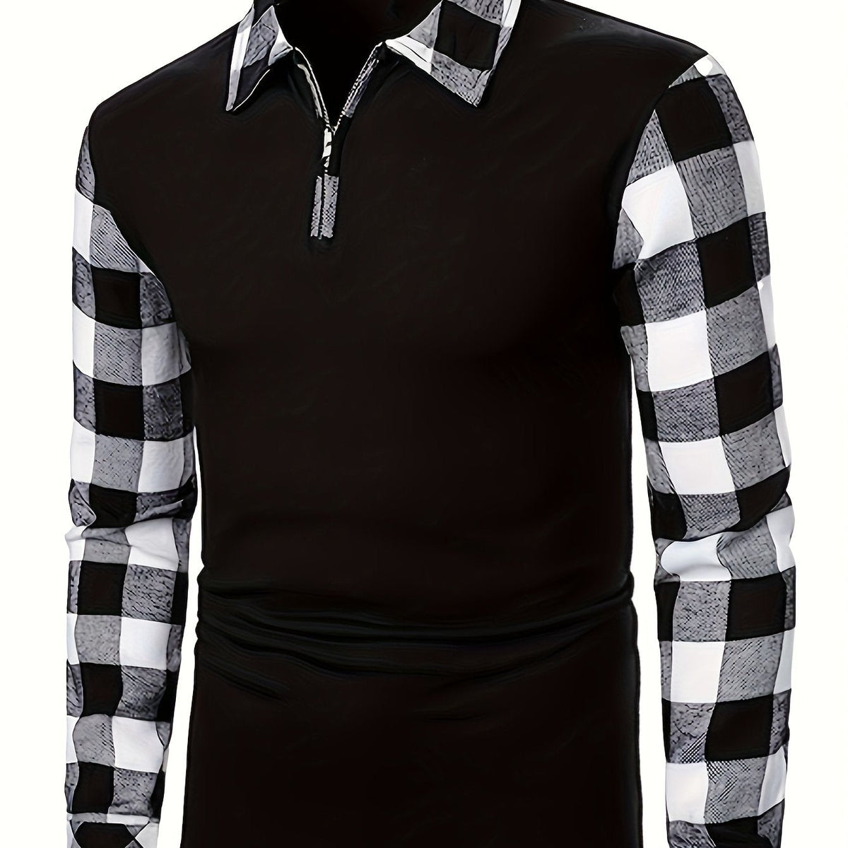 Archer | Half-Zip Polo Shirt with Plaid Sleeves