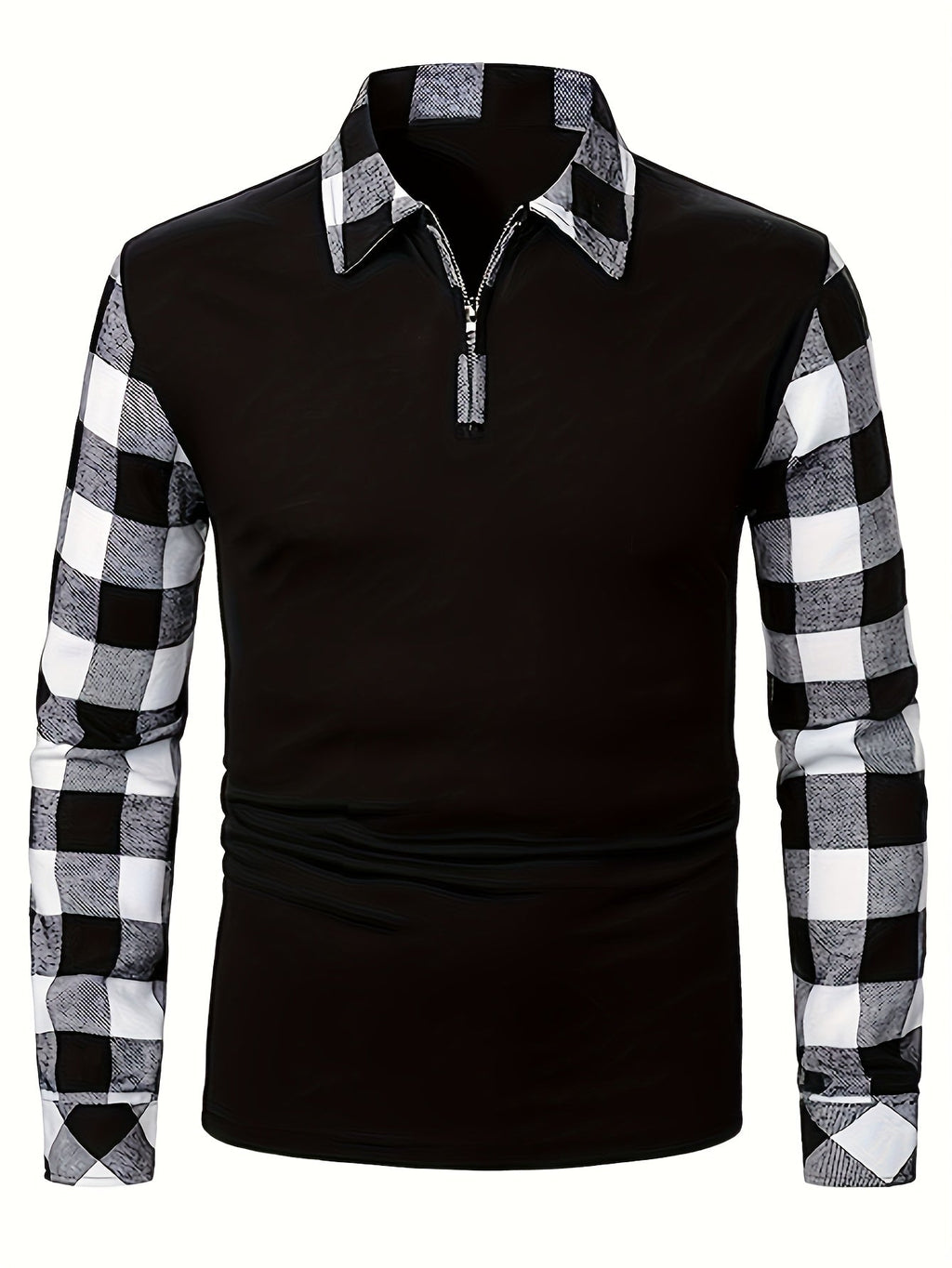 Archer | Half-Zip Polo Shirt with Plaid Sleeves