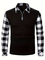 Archer | Half-Zip Polo Shirt with Plaid Sleeves