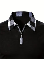 Archer | Half-Zip Polo Shirt with Plaid Sleeves