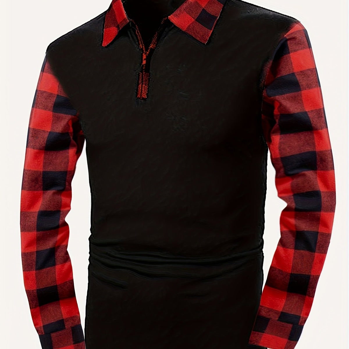 Archer | Half-Zip Polo Shirt with Plaid Sleeves