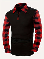 Archer | Half-Zip Polo Shirt with Plaid Sleeves