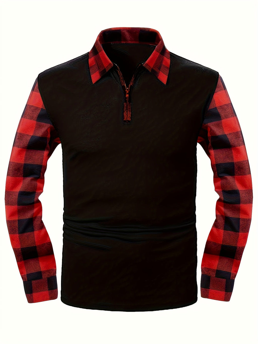 Archer | Half-Zip Polo Shirt with Plaid Sleeves