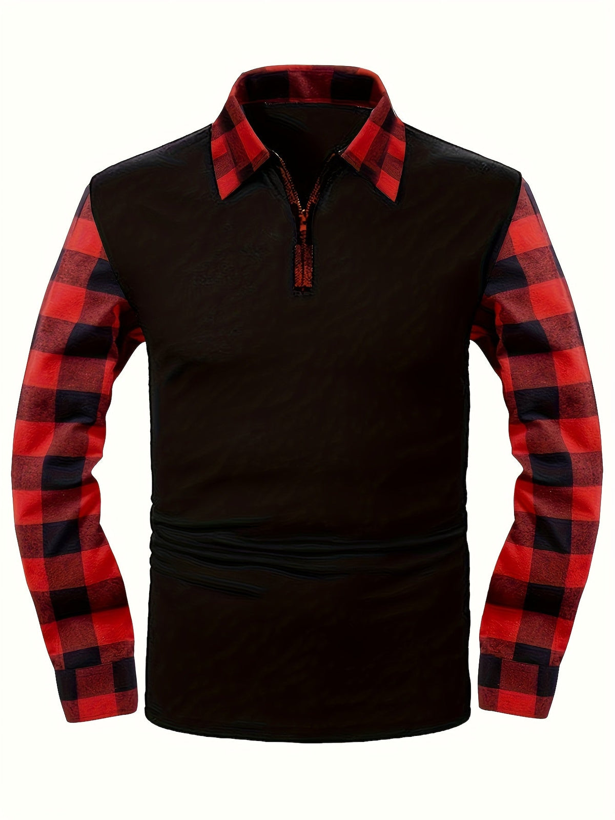 Archer | Half-Zip Polo Shirt with Plaid Sleeves