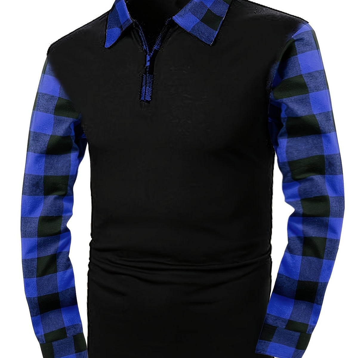 Archer | Half-Zip Polo Shirt with Plaid Sleeves