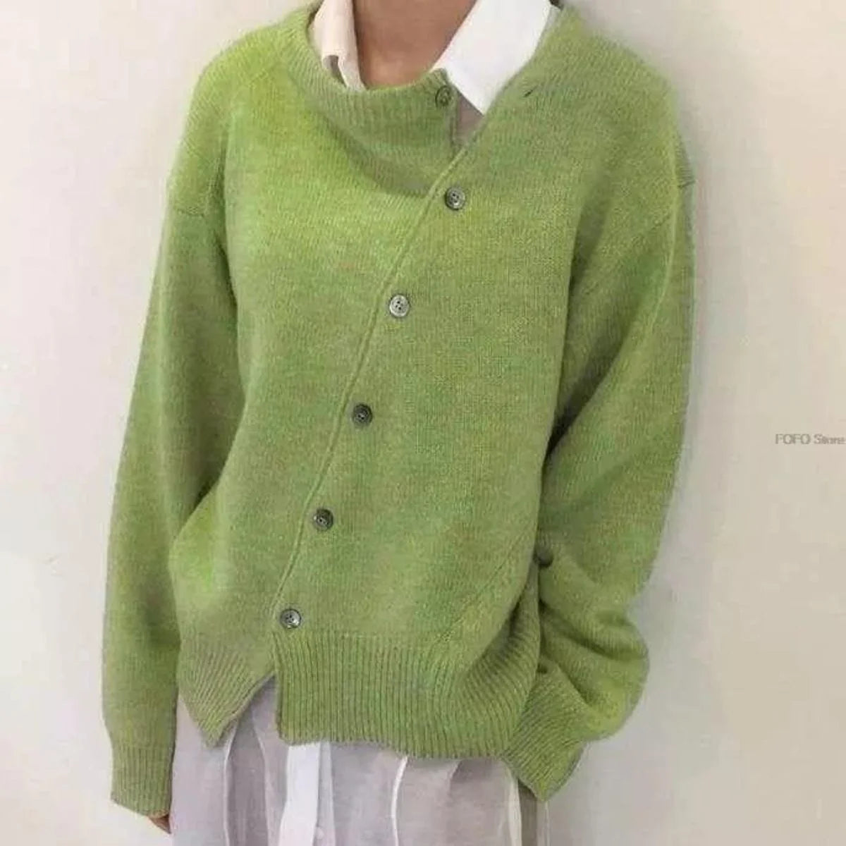 Kenzie | Ribbed Asymmetrical Button Cardigan