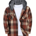 Elliot | Plaid Hoodie with Buttons and Contrast Hood