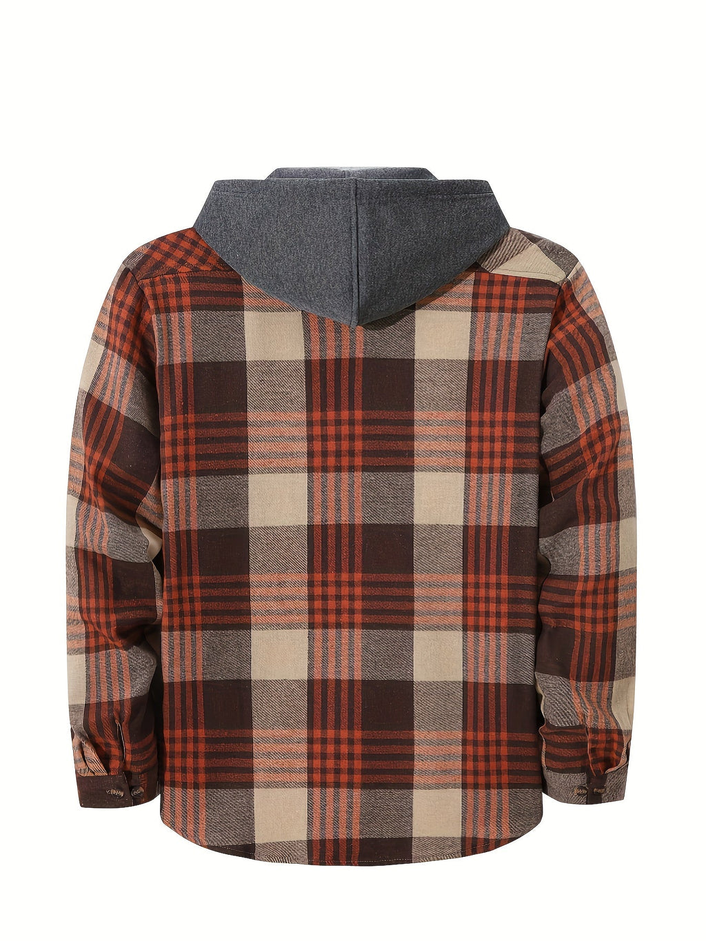 Elliot | Plaid Hoodie with Buttons and Contrast Hood