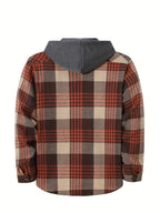 Elliot | Plaid Hoodie with Buttons and Contrast Hood
