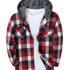 Elliot | Plaid Hoodie with Buttons and Contrast Hood