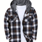 Elliot | Plaid Hoodie with Buttons and Contrast Hood