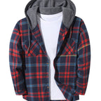 Elliot | Plaid Hoodie with Buttons and Contrast Hood
