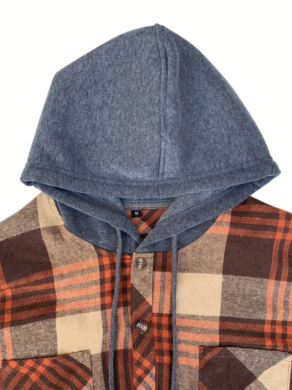 Elliot | Plaid Hoodie with Buttons and Contrast Hood