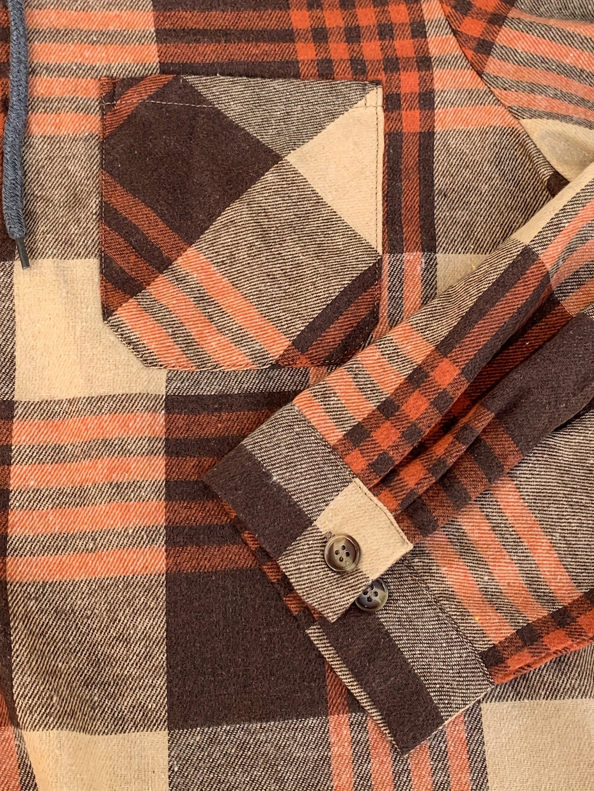 Elliot | Plaid Hoodie with Buttons and Contrast Hood