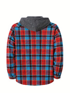 Elliot | Plaid Hoodie with Buttons and Contrast Hood