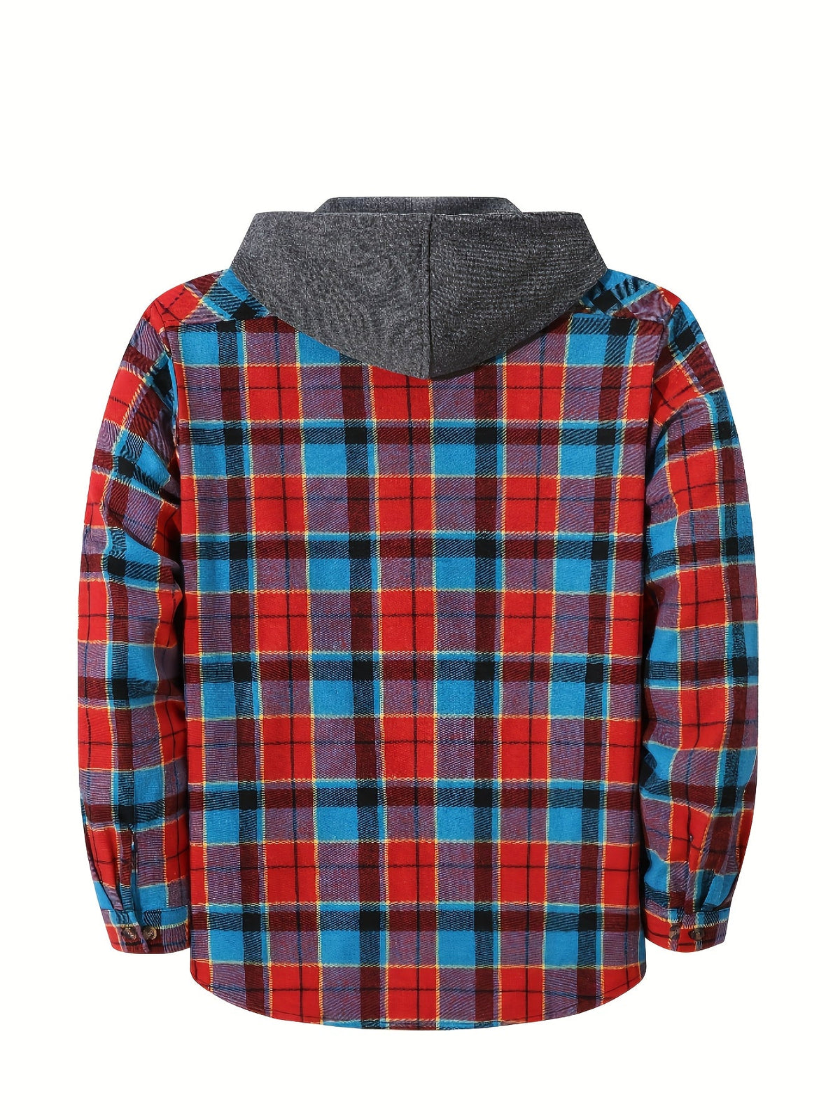 Elliot | Plaid Hoodie with Buttons and Contrast Hood