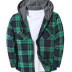 Elliot | Plaid Hoodie with Buttons and Contrast Hood