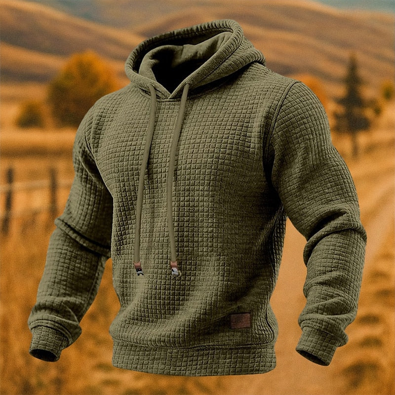 David | Waffle-Textured Drawstring Hoodie