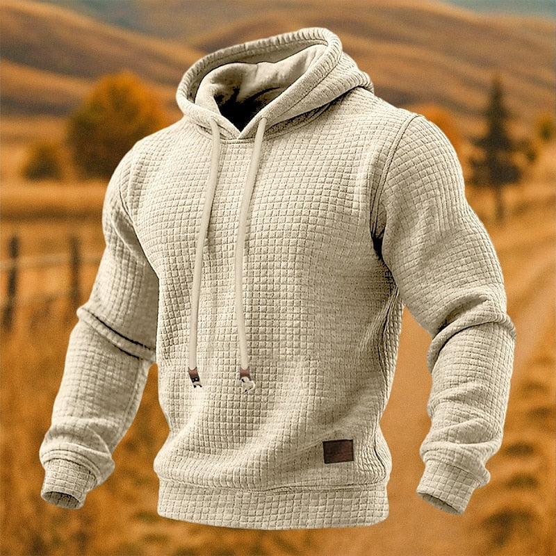 David | Waffle-Textured Drawstring Hoodie