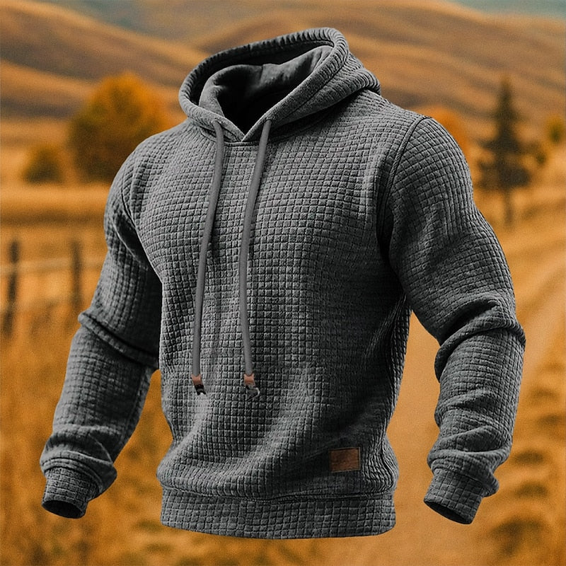 David | Waffle-Textured Drawstring Hoodie