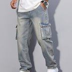 Shane | Relaxed Denim Cargo Pants with Flap Pockets