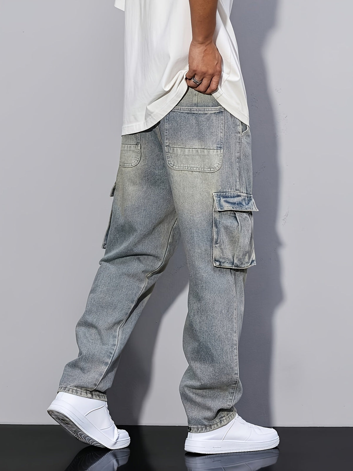 Shane | Relaxed Denim Cargo Pants with Flap Pockets