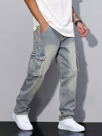 Shane | Relaxed Denim Cargo Pants with Flap Pockets