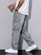Shane | Relaxed Denim Cargo Pants with Flap Pockets