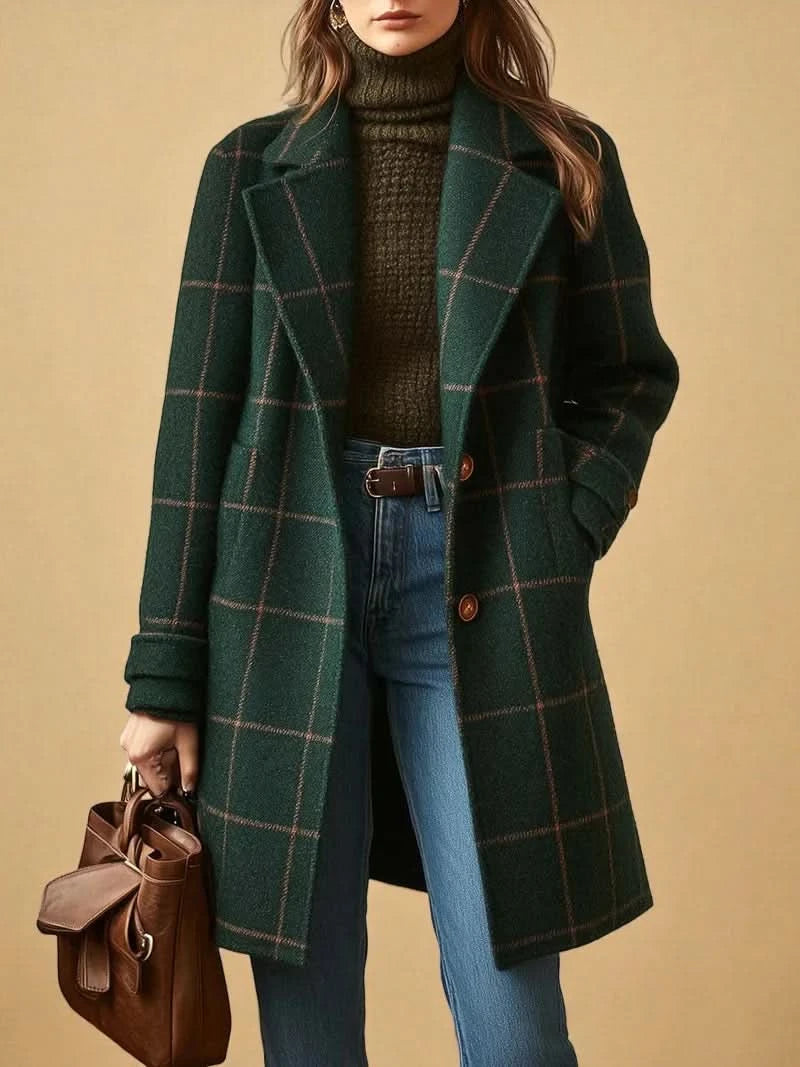 Winnie | Plaid Coat with Notched Lapels