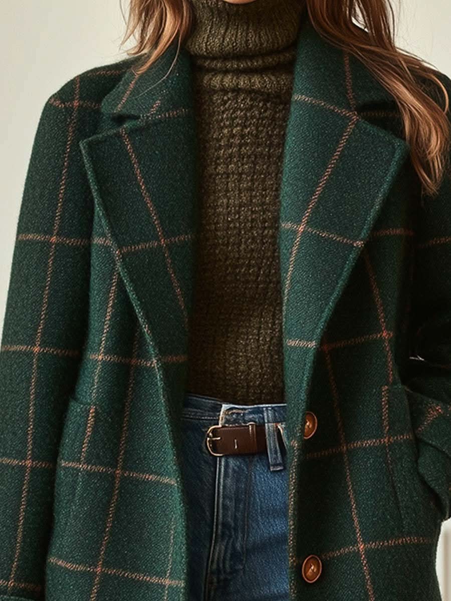 Winnie | Plaid Coat with Notched Lapels