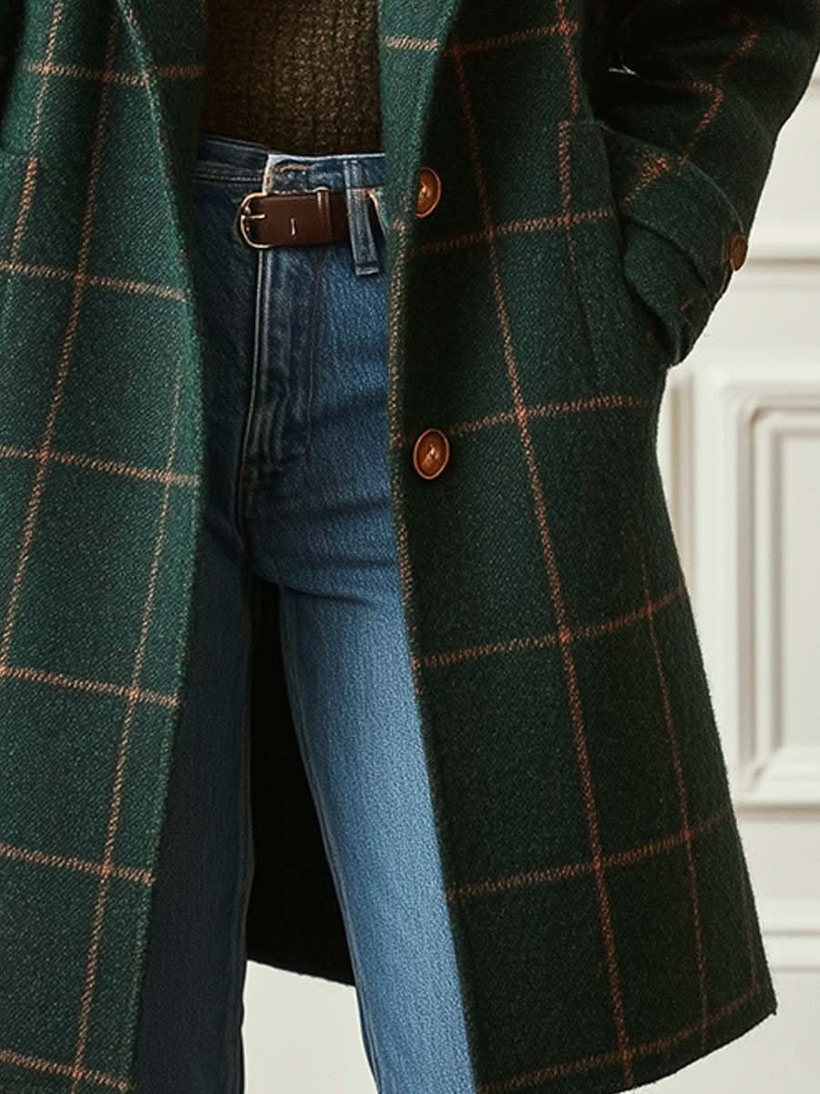 Winnie | Plaid Coat with Notched Lapels