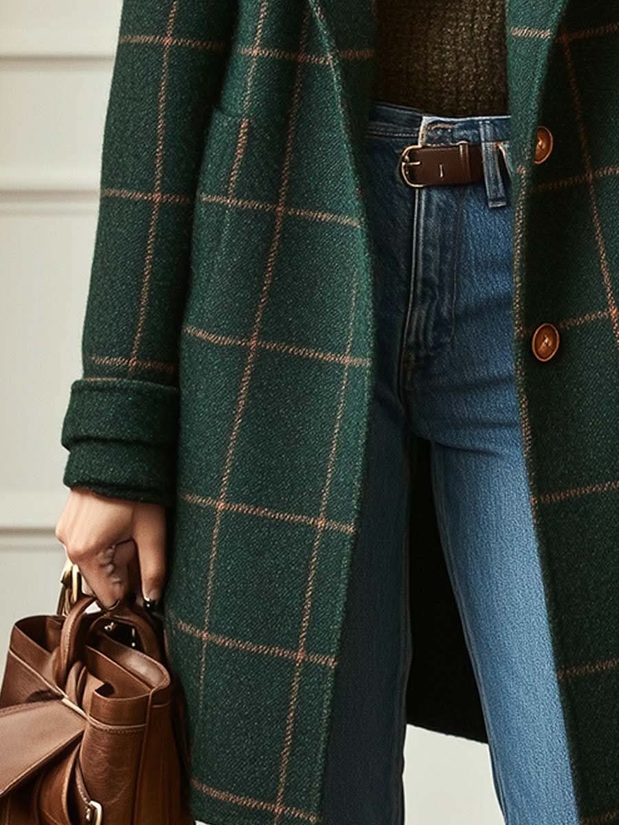 Winnie | Plaid Coat with Notched Lapels