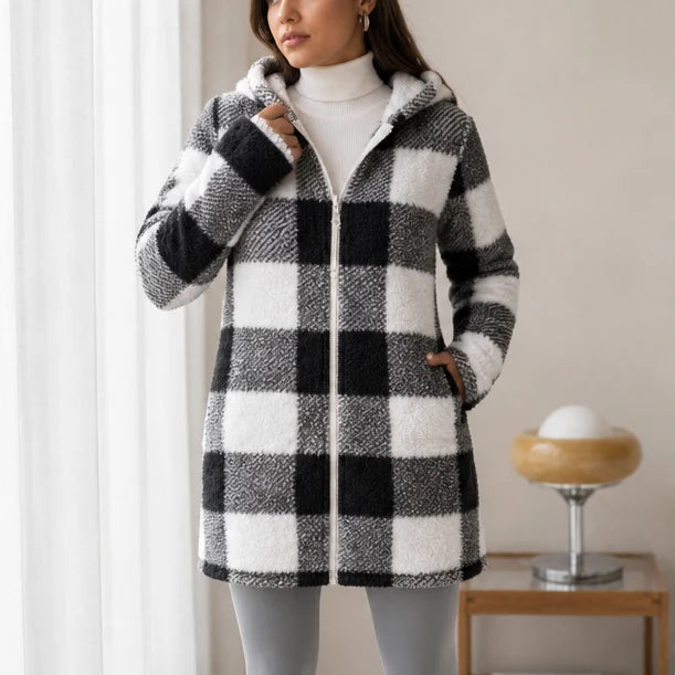 Aria | Buffalo Check Hooded Jacket with Full Zip