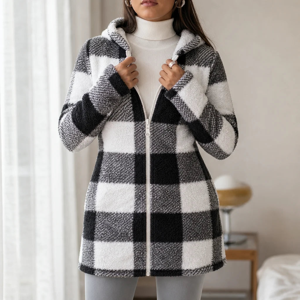 Aria | Buffalo Check Hooded Jacket with Full Zip