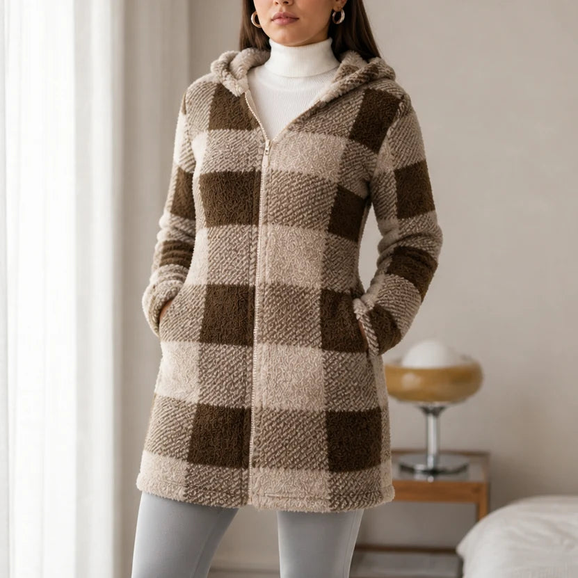 Aria | Buffalo Check Hooded Jacket with Full Zip