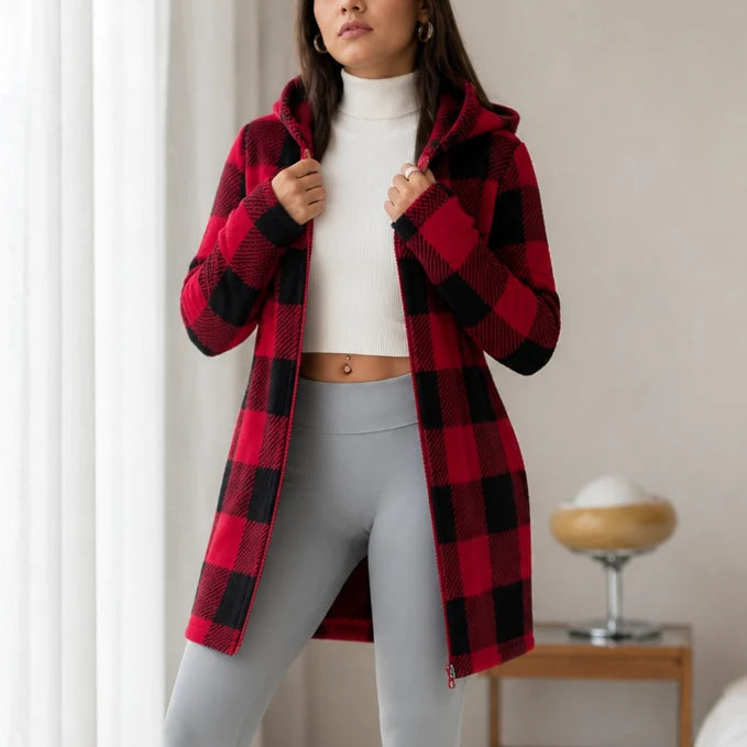 Aria | Buffalo Check Hooded Jacket with Full Zip