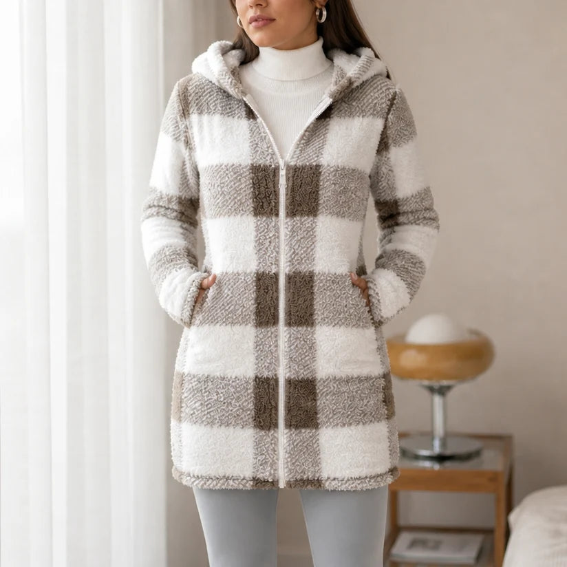 Aria | Buffalo Check Hooded Jacket with Full Zip